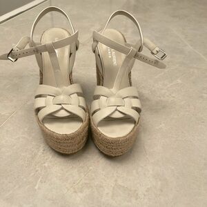 YSL tribute wedge platforms. White leather. Size 36. Great condition